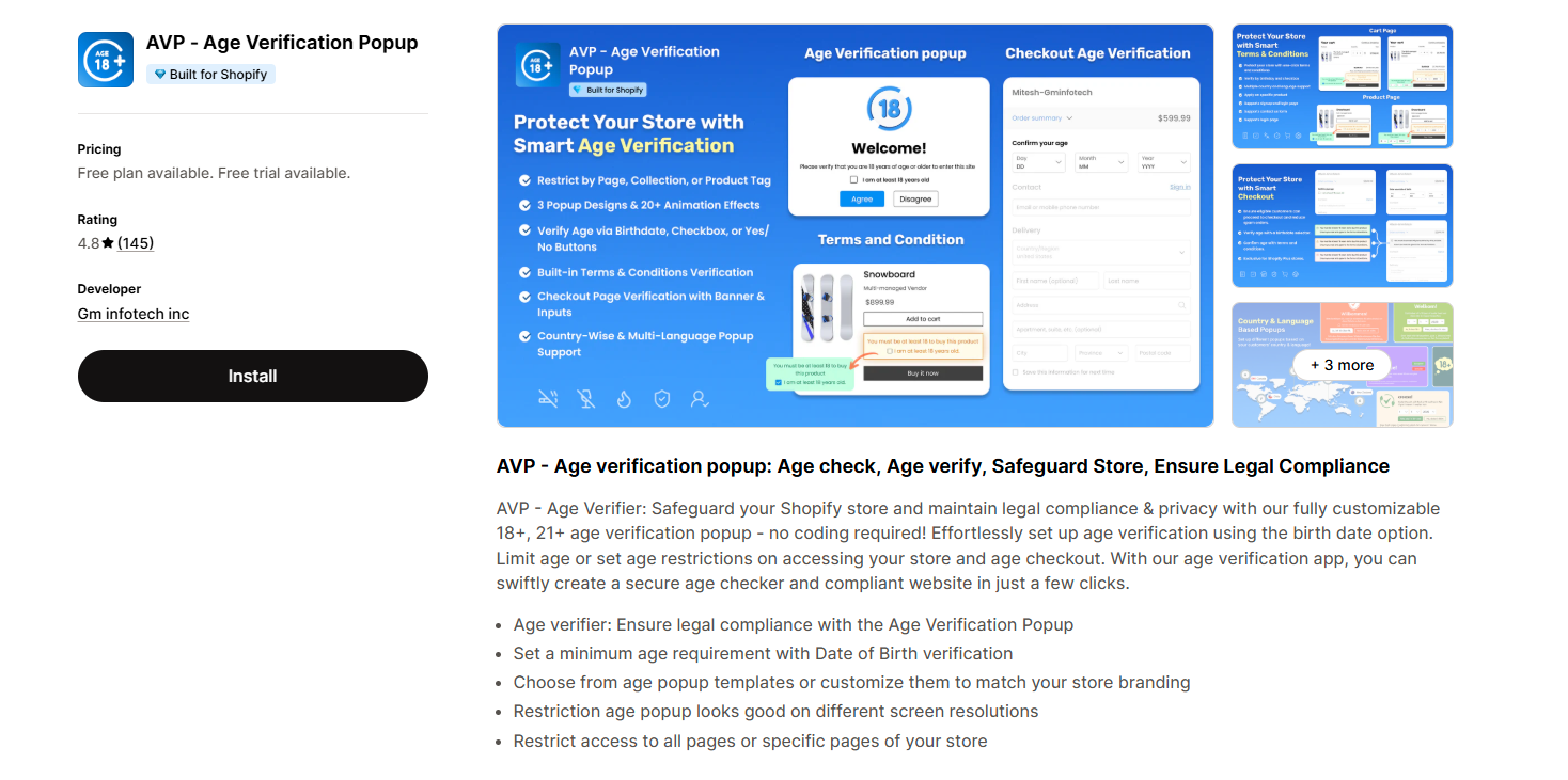 AVP ‑ Age Verification Popup